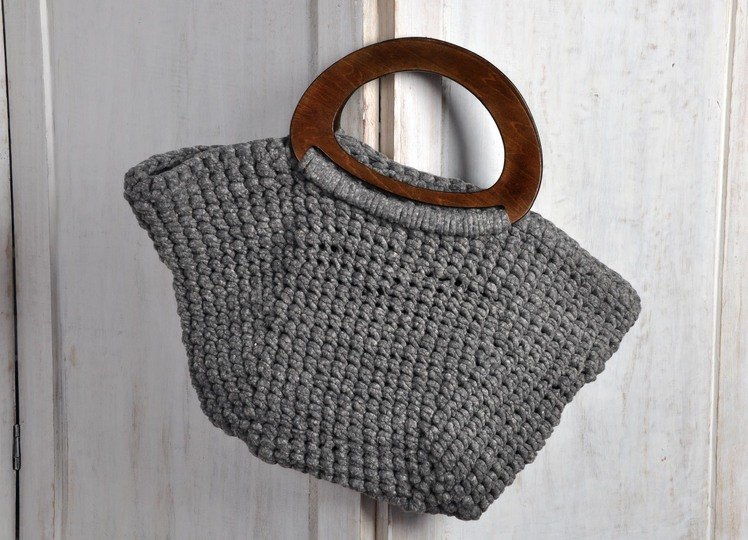 Graue Tasche häkeln