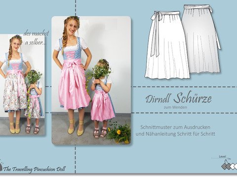 Schnittmuster/Nähanleitung ♡ Dirndl Schürze ♡  Gr. 34-52