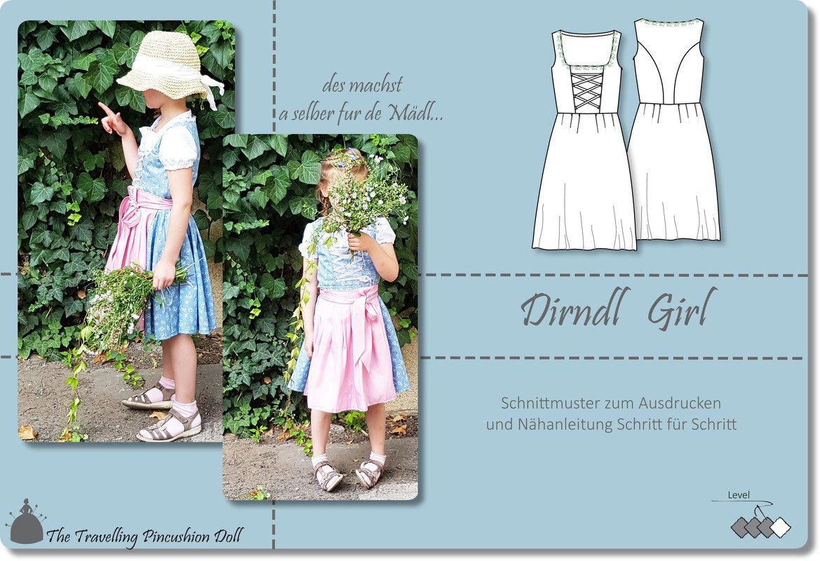 Schnittmuster/Nähanleitung  Mädchen-Dirndl für die Wies’n   Gr. 92-146