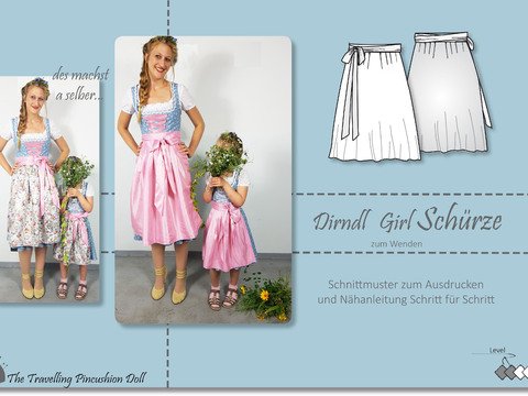 Schnittmuster/Nähanleitung ♡ Mädchen-Dirndlschürze ♡  Gr. 92-146