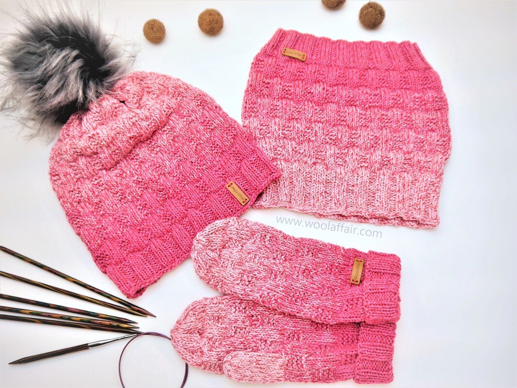 Strickanleitung – BASKET-SET Mütze, Loop &amp; Handschuhe – No.157