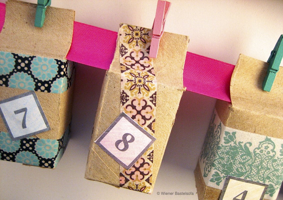 Adventskalender „Geschenkboxen“ aus WC-Papier-Rollen, Upcycling, Recycling