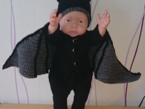 Puppen Outfit Halloween Fledermaus Puppengröße: ca 40 cm