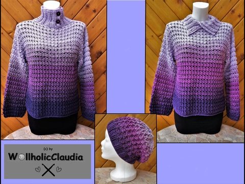 Häkelanleitung - Set - Pullover " Genau meine Kragenweite" + Mütze