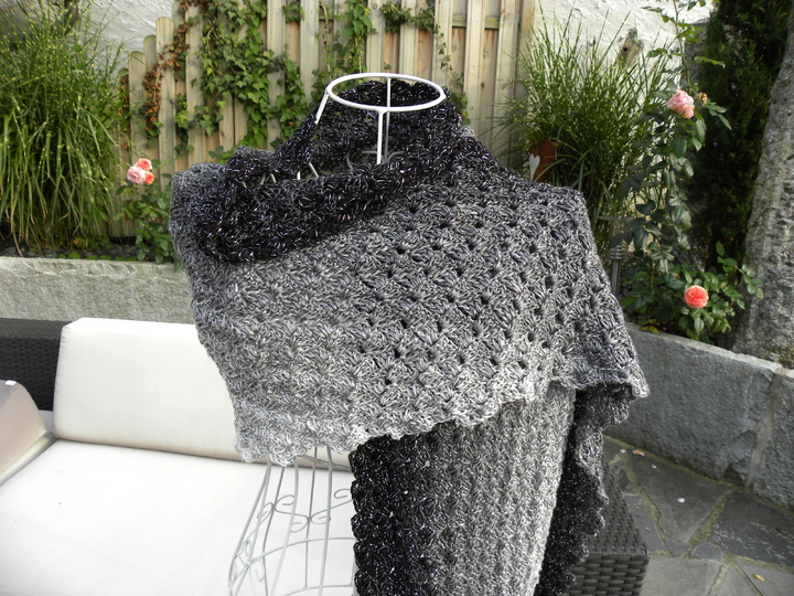 Tuch "Flache Flügel" mit 1 Bobbel Woolly Hugs-COTTON oder MOHAIR häkeln