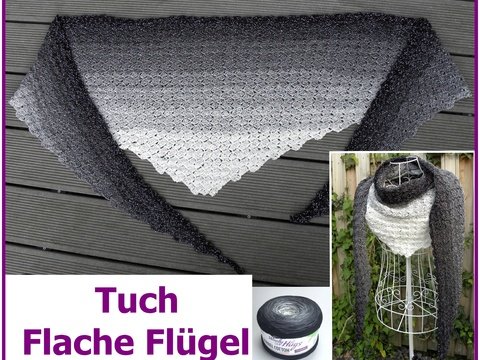 Tuch "Flache Flügel" mit 1 Bobbel Woolly Hugs-COTTON oder MOHAIR häkeln