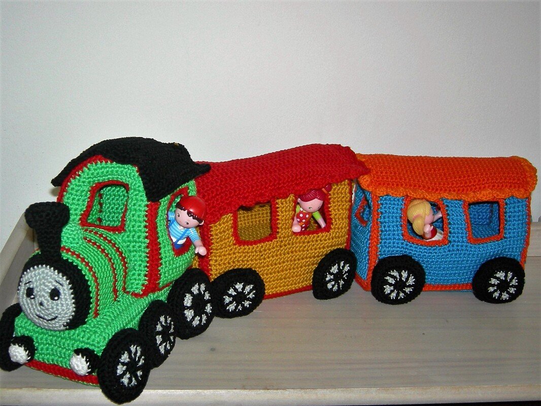 Sparset Eisenbahn: 2 Häkelanleitungen: Lokomotive Emmy und Eisenbahnwaggon