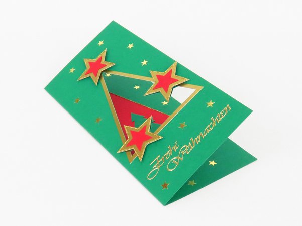 Weihnachtskarte mit Tannenbäumchen - Bastelvorlagen mit Anleitung