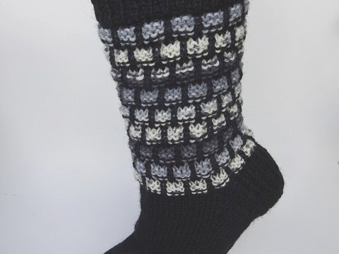 Strickanleitung für Socken mit Kästchenmuster Gr. 43/44