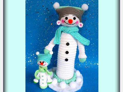 Anleitung Amigurumi „Schneemann und Sohn„ (Vater) 23 cm groß (Sohn) 11 cm groß