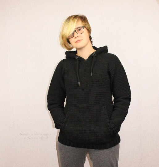 Hoodie mit Katzenohren für Erw., S-XXL (Raglan, Basic Pullover)