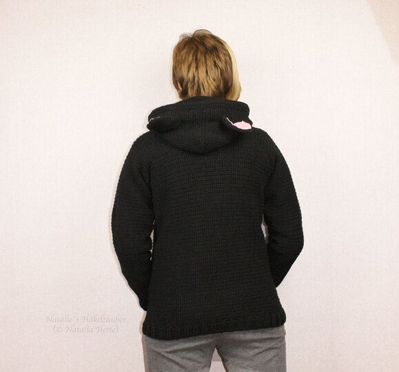 Hoodie mit Katzenohren für Erw., S-XXL (Raglan, Basic Pullover)