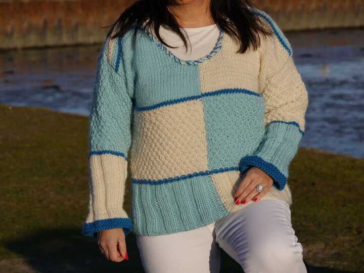 Strickanleitung Pullover  Nordlicht oversize für alle Größen anpassbar