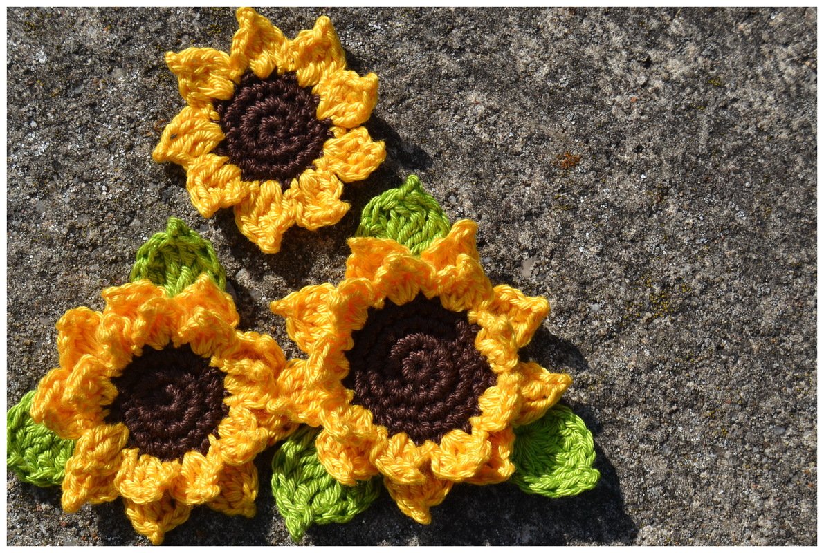 - SUNFLOWER - Blume häkeln, in 3 Varianten, Blätter und Variationsmöglichkeiten, das ganze Jahr geeignet - Bild 4