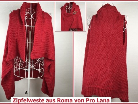 Zipfel-Weste in Rot aus ROMA von PRO LANA