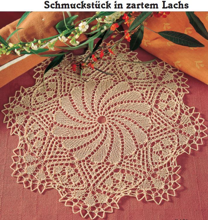 Strickdeckchen in zartem Lachs