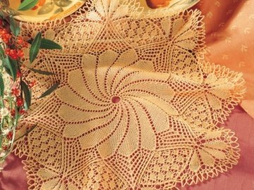 Strickdeckchen "Musterharmonie in Gelb" Kunststrickdeckchen