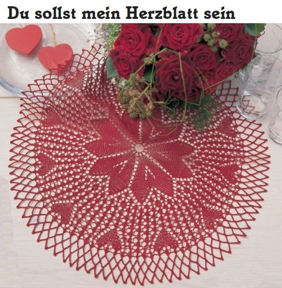 Strickdeckchen "Du sollst mein Herzblatt sein" Kunststrickdeckchen