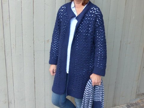 Häkelanleitung, Blaue Häkeljacke für Anfänger bestens geeignet