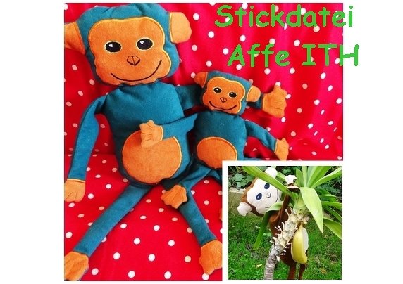 Stickdatei Affe ITH + Anhänger
