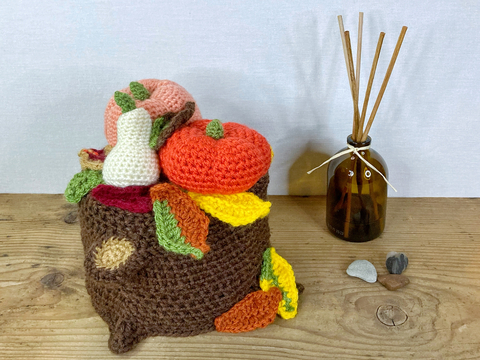 Klorollenhut Kürbis, Häkelanleitung