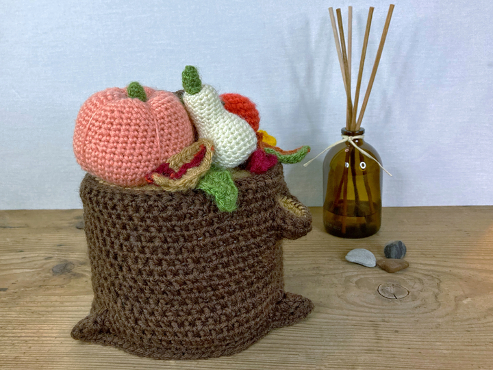 Klorollenhut Kürbis, Häkelanleitung