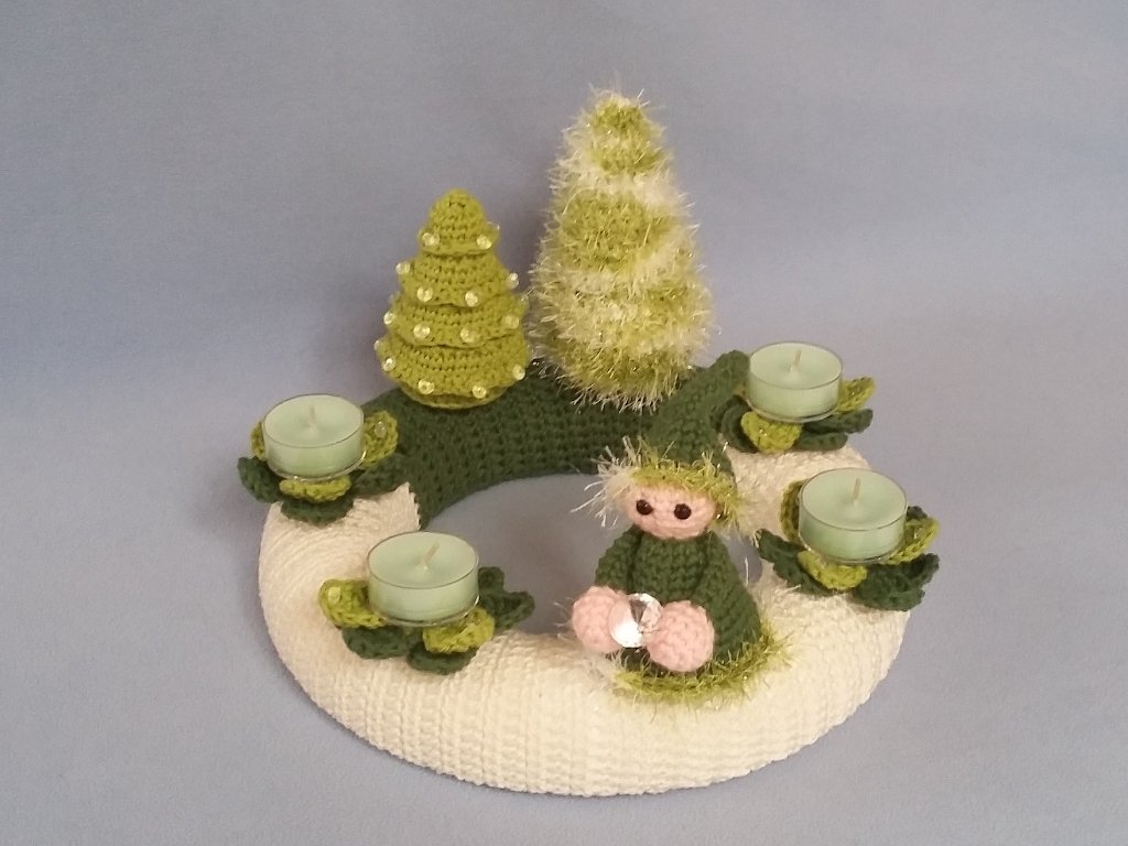 Häkelanleitung Adventskranz Waldwichtel