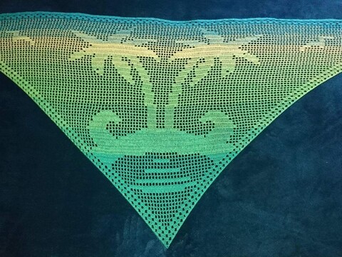 Motivtuch Island, Dreieckstuch, Häkelanleitung