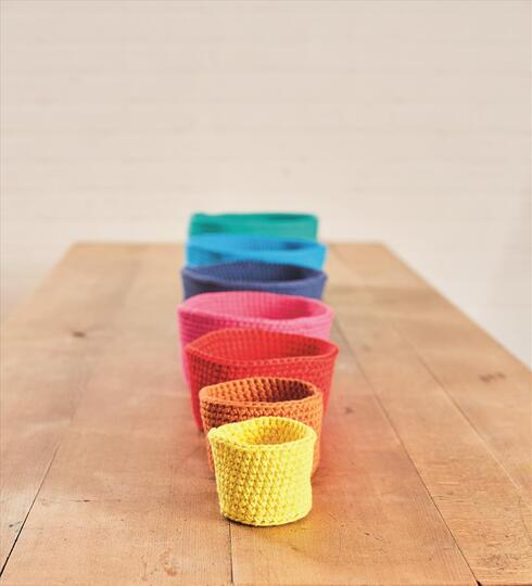 Häkelanleitung Ordnungskörbe im Set aus Bio-Baumwolle