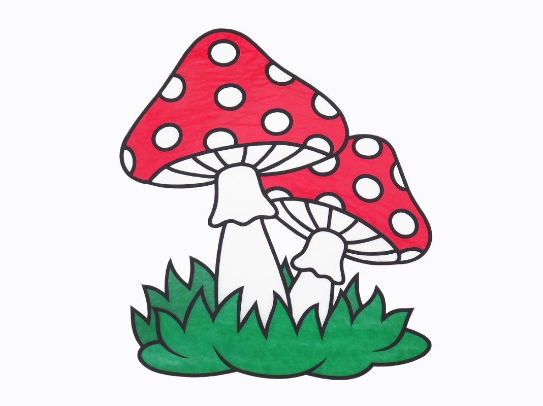 Fensterbild – Fliegenpilz – Bastelanleitung und Vorlagen