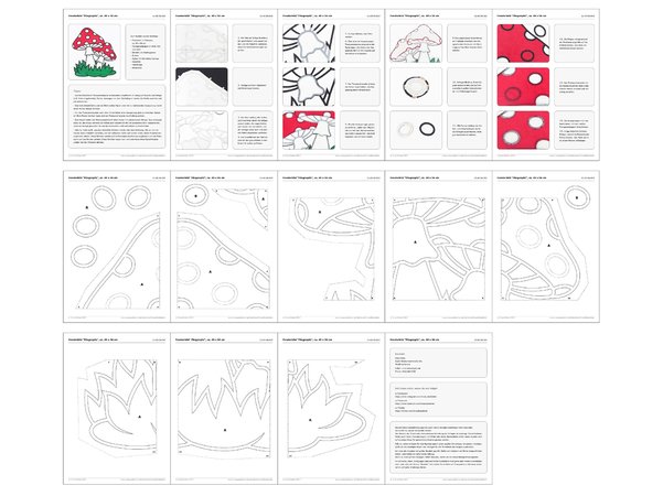 Fensterbild – Fliegenpilz – Bastelanleitung und Vorlagen