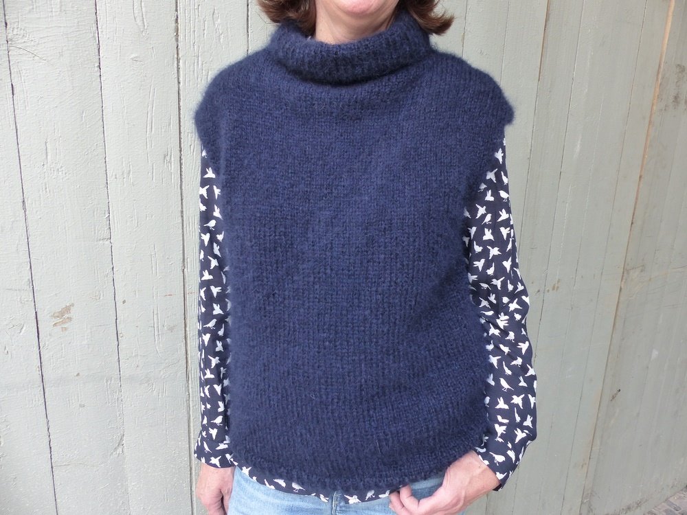 Strickanleitung, Blauer Pullunder aus Mohair