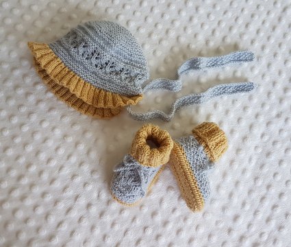 Angel Lace Baby Layette with Cardigan, Booties and Bonnet - Knitting