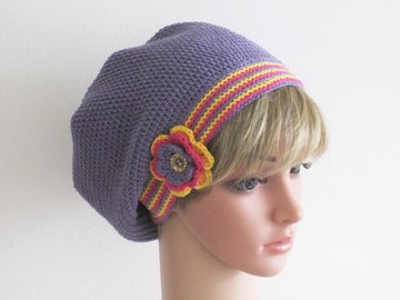 Häkelanleitung: Beanie, Mütze mit Blume häkeln - Größen: S, M, L