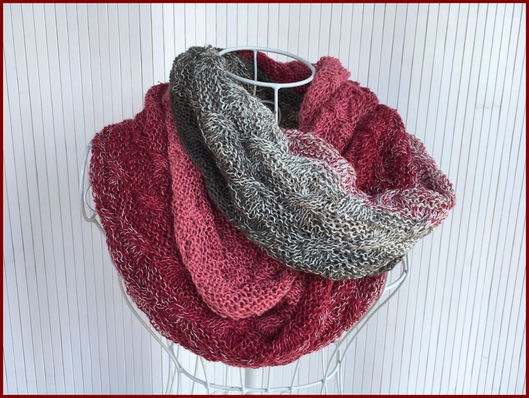 Möbius-Schal Karo-Zöpfe stricken mit 1 BOBBEL-COTTON von Woolly Hugs - Bild 6