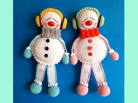 Anleitung Amigurumi „Schmuse Schneemann Pärchen„ 28 cm groß