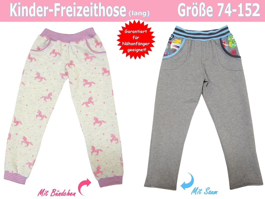 Lange Kinderhose Größe 74-152, Schnittmuster &amp; Nähanleitung