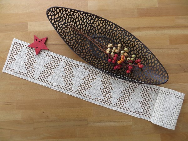 Häkelanleitung für Tischband 'Tannenbäume', Weihnachtsdeko