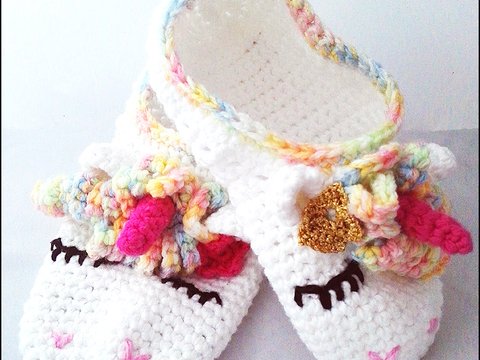 Einhorn-Puschen (Größe 40/41) häkeln