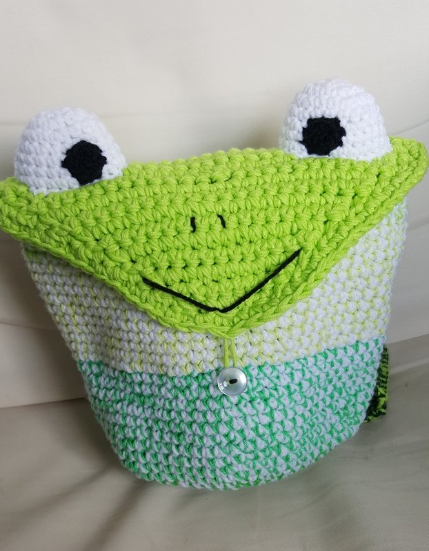 Frosch Rucksack für Kinder Häkelanleitung