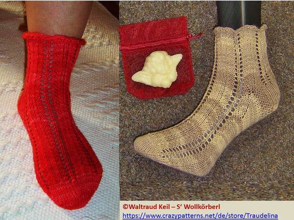 Relax-Socken (m/w)  6-f. in einfachem Ajourmuster - Strickanleitung