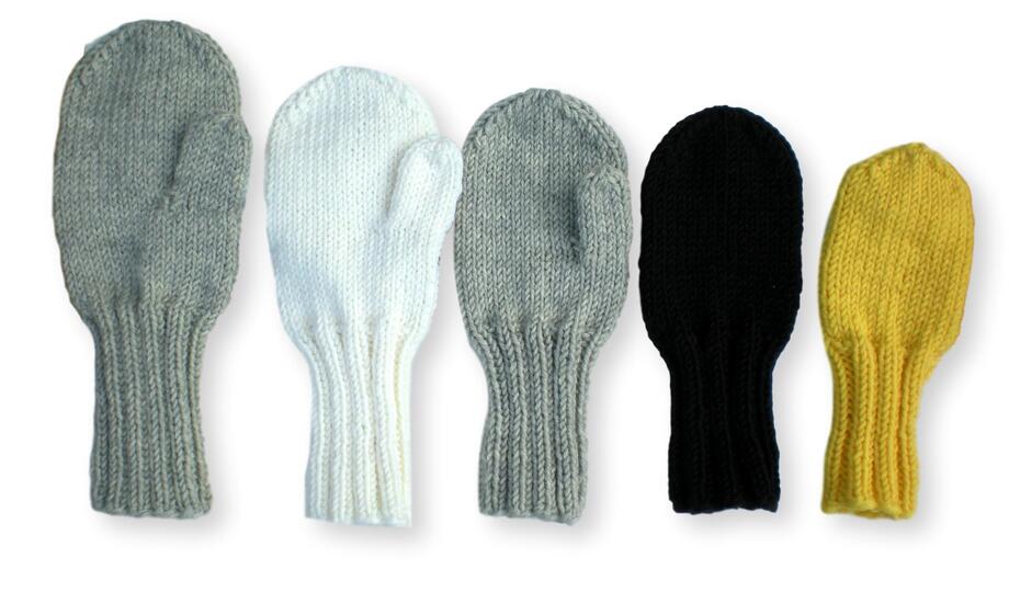 Fäustlinge in 5 verschiedenen Größen - Strickanleitung