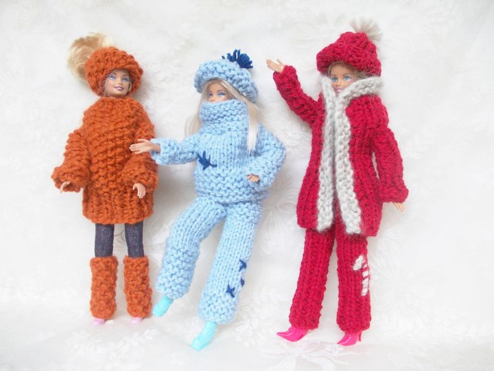 Strickgarnituren für Puppen, Grobstrick, auch für Anfänger