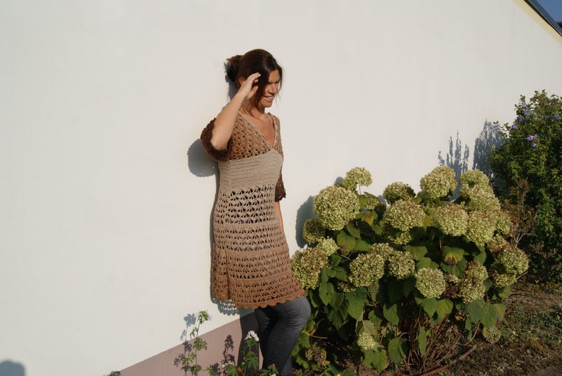 Häkel-Tunika Herbst-Feeling ( Gr. S/M und L/XL, leicht an alle Größen anzupassen)