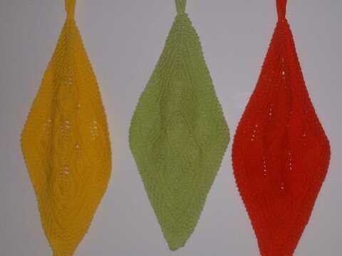 gestricktes Spültuch-Trio Ɩ Topflappen Ɩ Deckchen Ɩ Untersetzer Ɩ Küchenhandtuch "Herbstlaub"