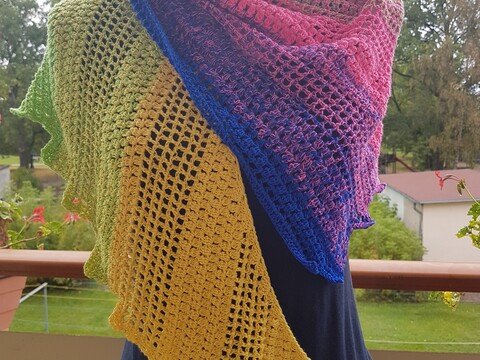 Drachenschal "Adoray", Häkelanleitung, Dreieckstuch