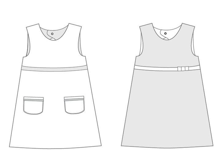 Reversible Baby Girls Dress Sewing Pattern PDF ELENA 