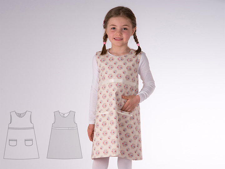 Mädchen Wendekleid ELENA – Tunika Kleid Datei 92/98–152/158
