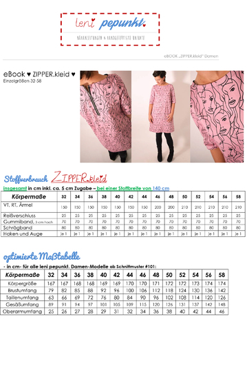 eBOOK # 101 ZIPPER.kleid Einzelgrößen 32-58