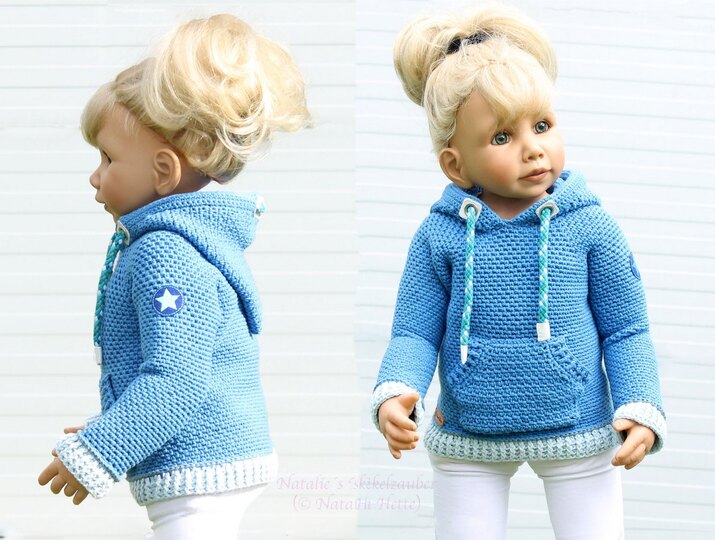Hoody "Jeans", children (size 2-8 y., knitted look, link to video)